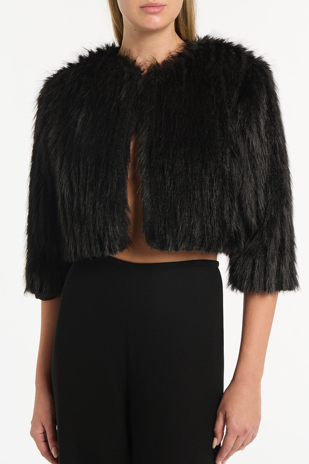 Carla Zampatti Piuma Fur Bolero (Black)