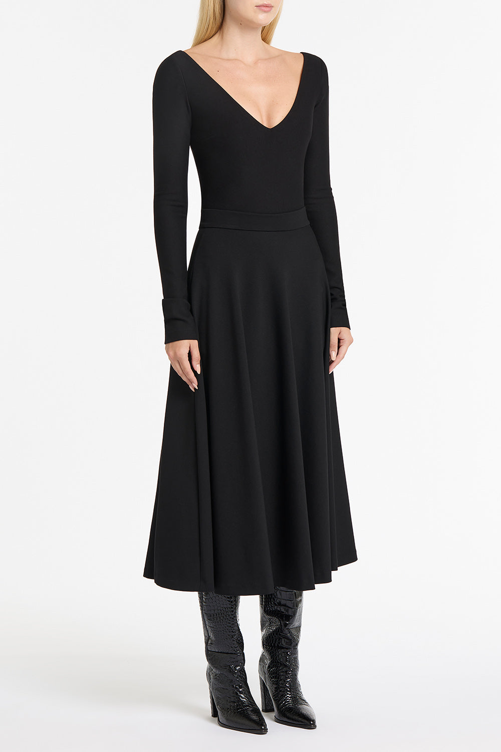 Carla Zampatti Ponte Deep V Top (Black)