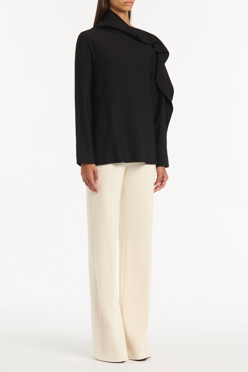 Carla Zampatti Ponte Shoulder Detail Top (Black)