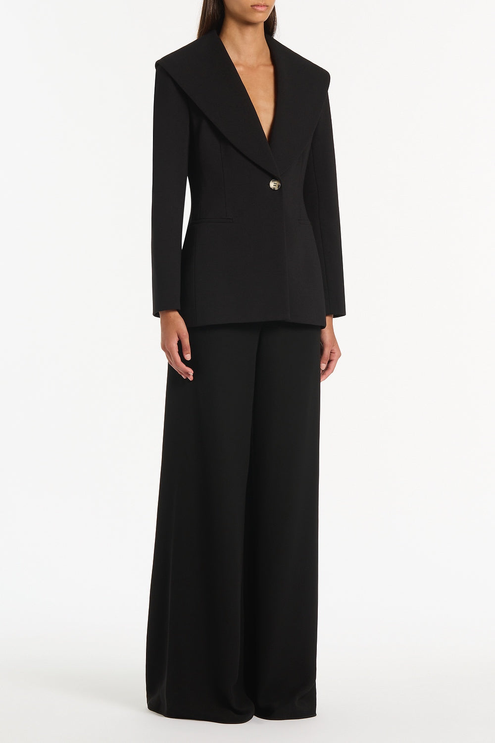 Carla Zampatti Ponte Wide Shawl Collar Jacket (Black)