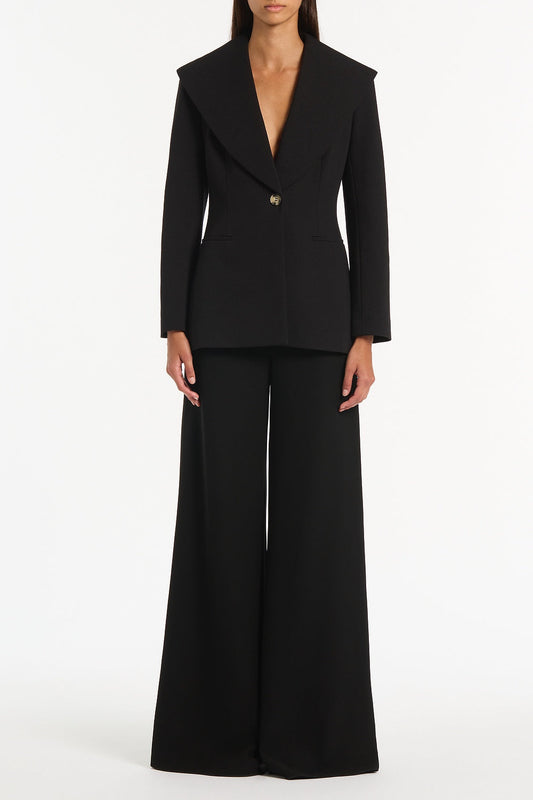 Image of Coats & Jackets. Product name - Black Ponte Wide Shawl Collar Jacket in Black colour by brand - Carla Zampatti