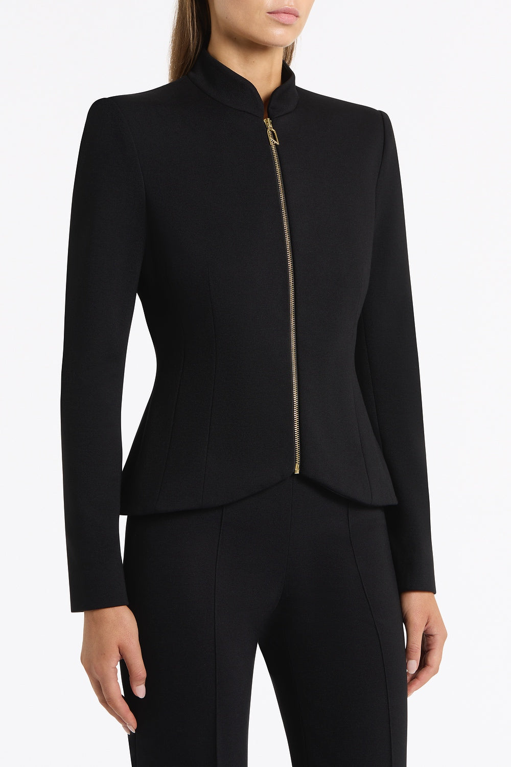 Carla Zampatti Ponte Zip Front Jacket (Black)