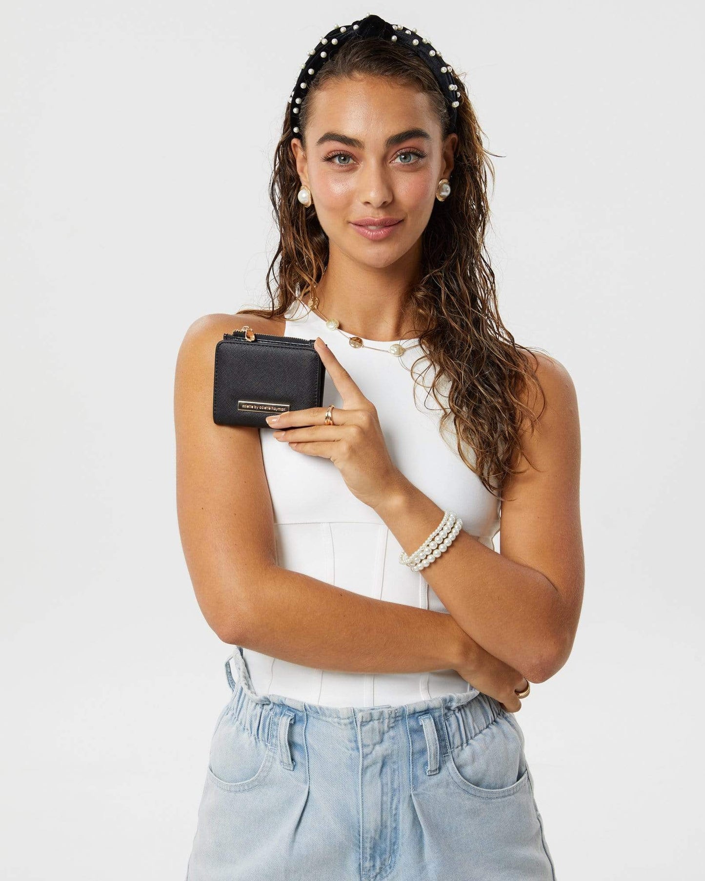 Image of Wallets. Productname: Colette Black And Gold Han Mini Wallet in Black colour by brand - Colette