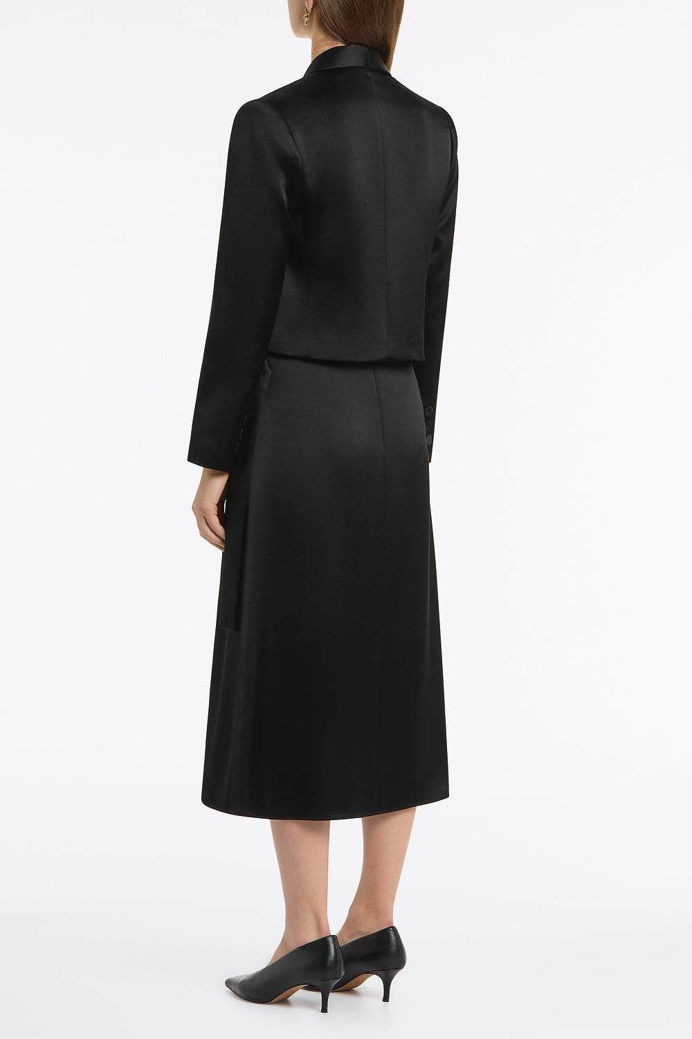 Carla Zampatti Satin Acetate Cropped Tuxedo Blazer (Black)
