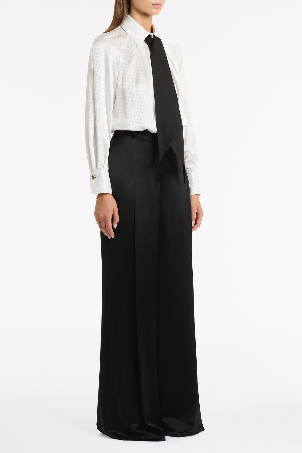 Carla Zampatti Satin Acetate Deep Pleat Pant (Black)