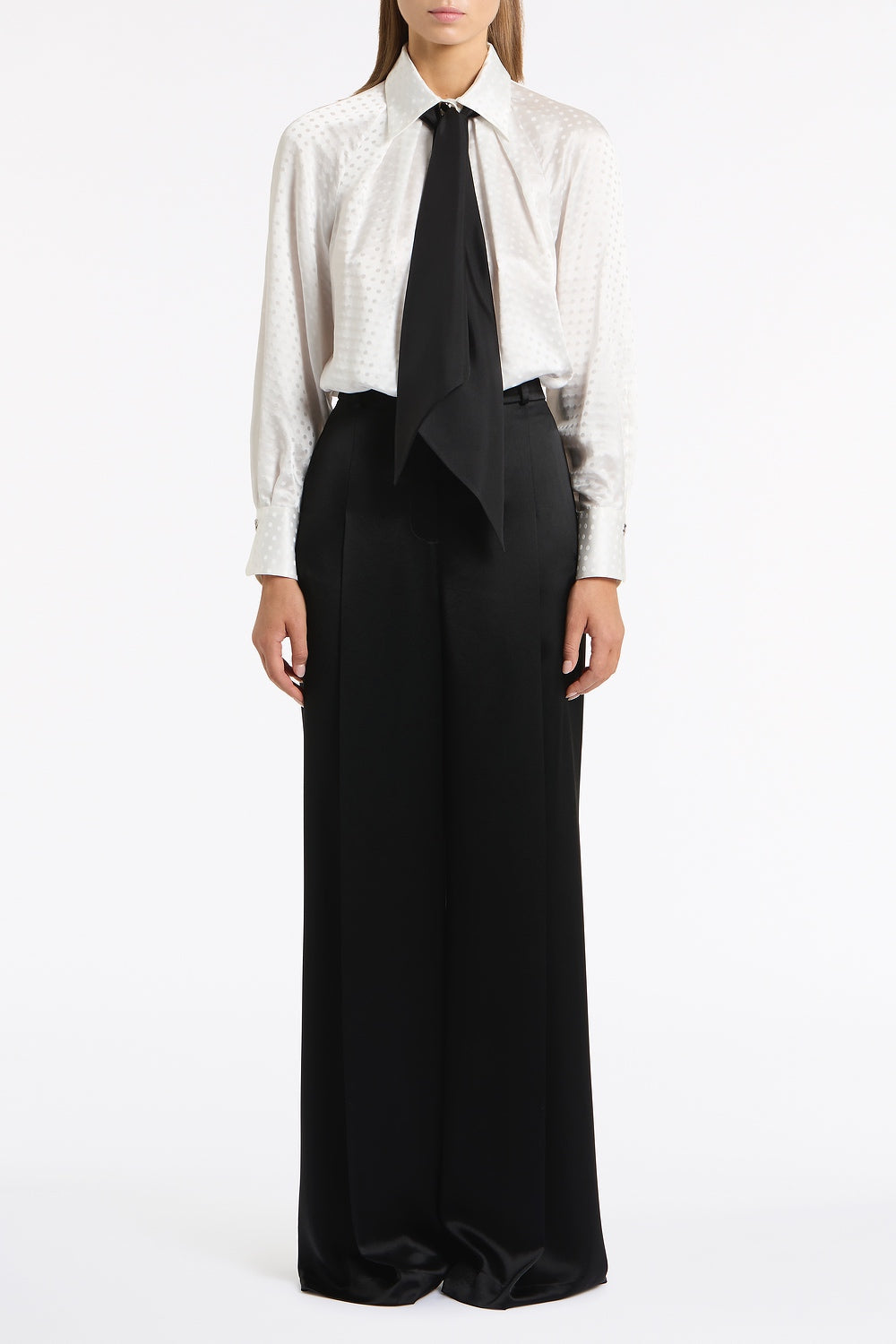 Carla Zampatti Satin Acetate Deep Pleat Pant (Black)