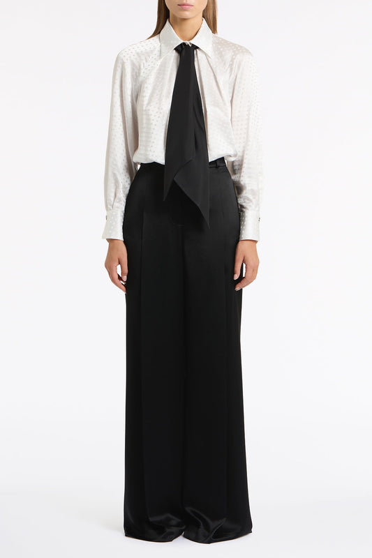 Carla Zampatti Satin Acetate Deep Pleat Pant (Black)