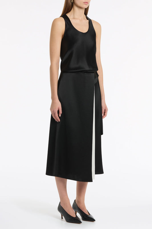 Carla Zampatti Satin Acetate Racer Tank (Black)