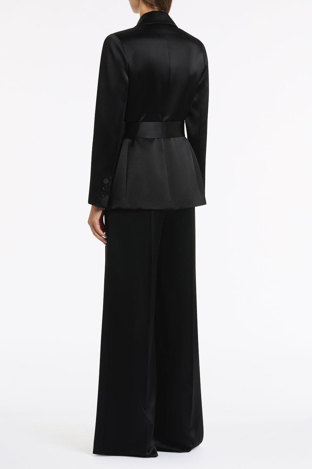 Carla Zampatti Satin Acetate Tie Waist Blazer (Black)