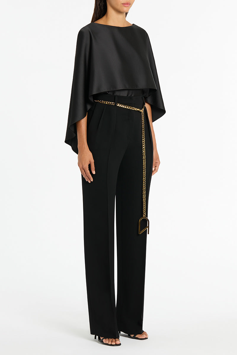 Carla Zampatti Satin Cape Top (Black)