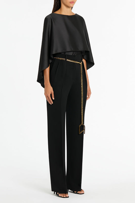 Carla Zampatti Satin Cape Top (Black)