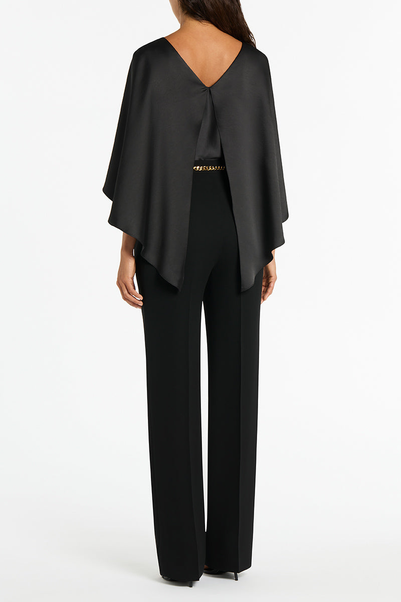 Carla Zampatti Satin Cape Top (Black)