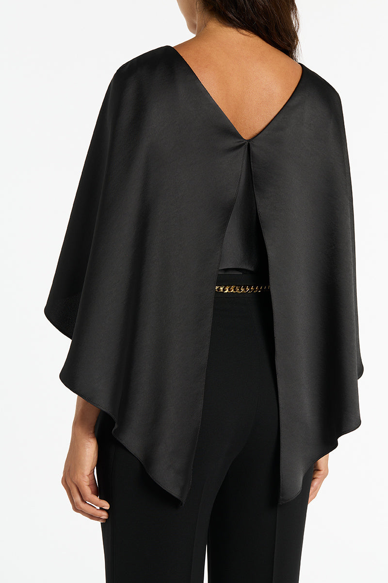 Carla Zampatti Satin Cape Top (Black)