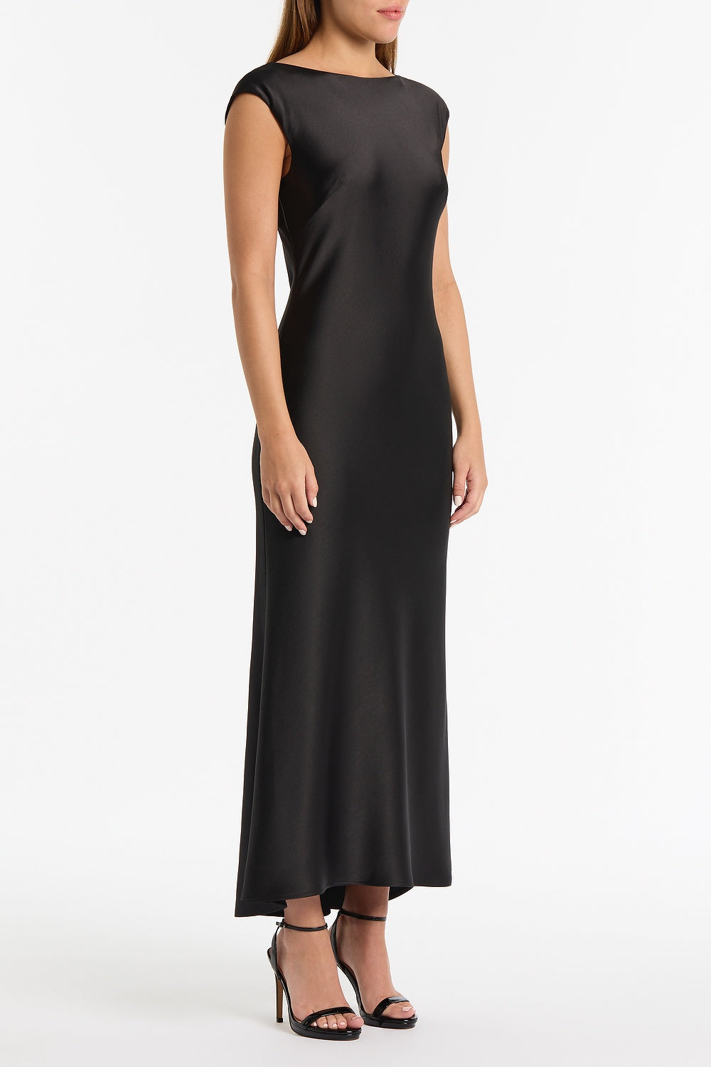 Carla Zampatti Satin Cowl Back Dress (Black)