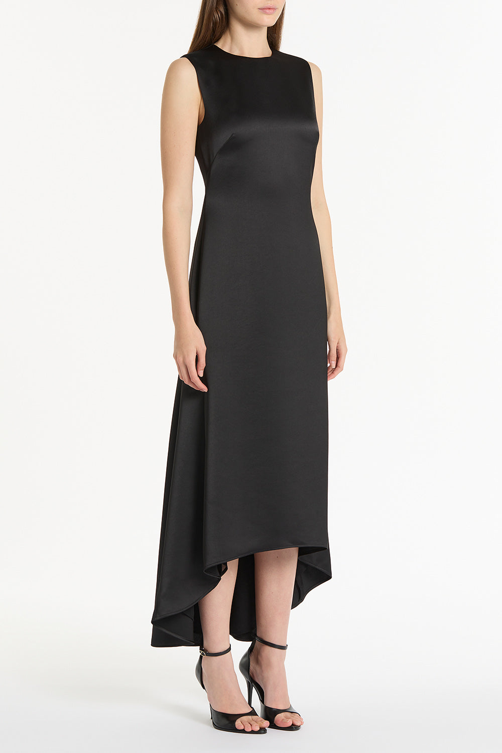 Carla Zampatti Satin Godet Dress (Black)