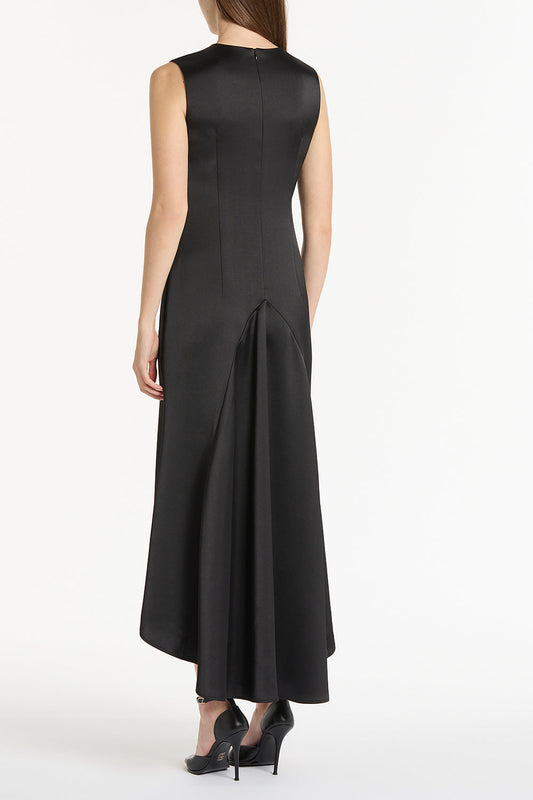 Carla Zampatti Satin Godet Dress (Black)