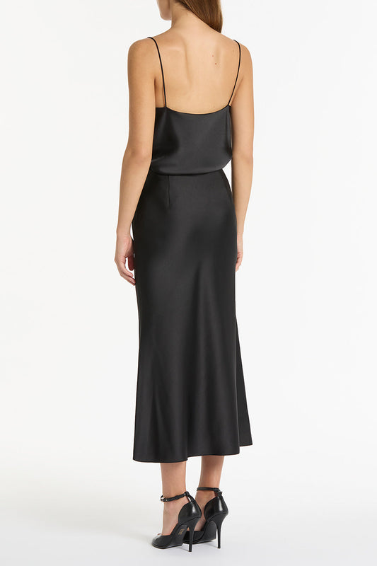 Carla Zampatti Satin Midi Skirt (Black)
