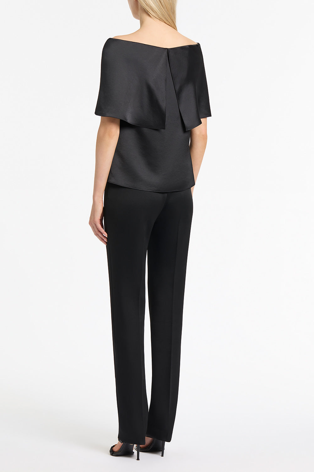 Carla Zampatti Satin Off Shoulder Top (Black)