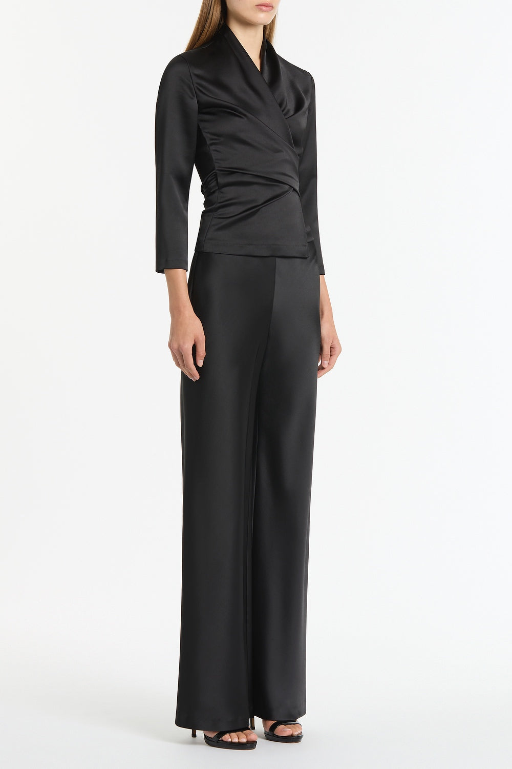 Carla Zampatti Satin Wrap Top (Black)