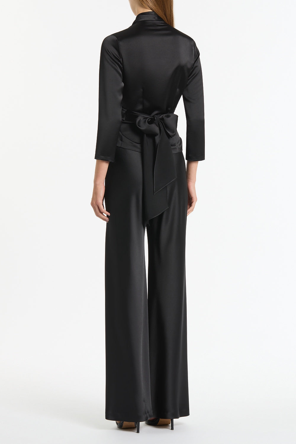 Carla Zampatti Satin Wrap Top (Black)