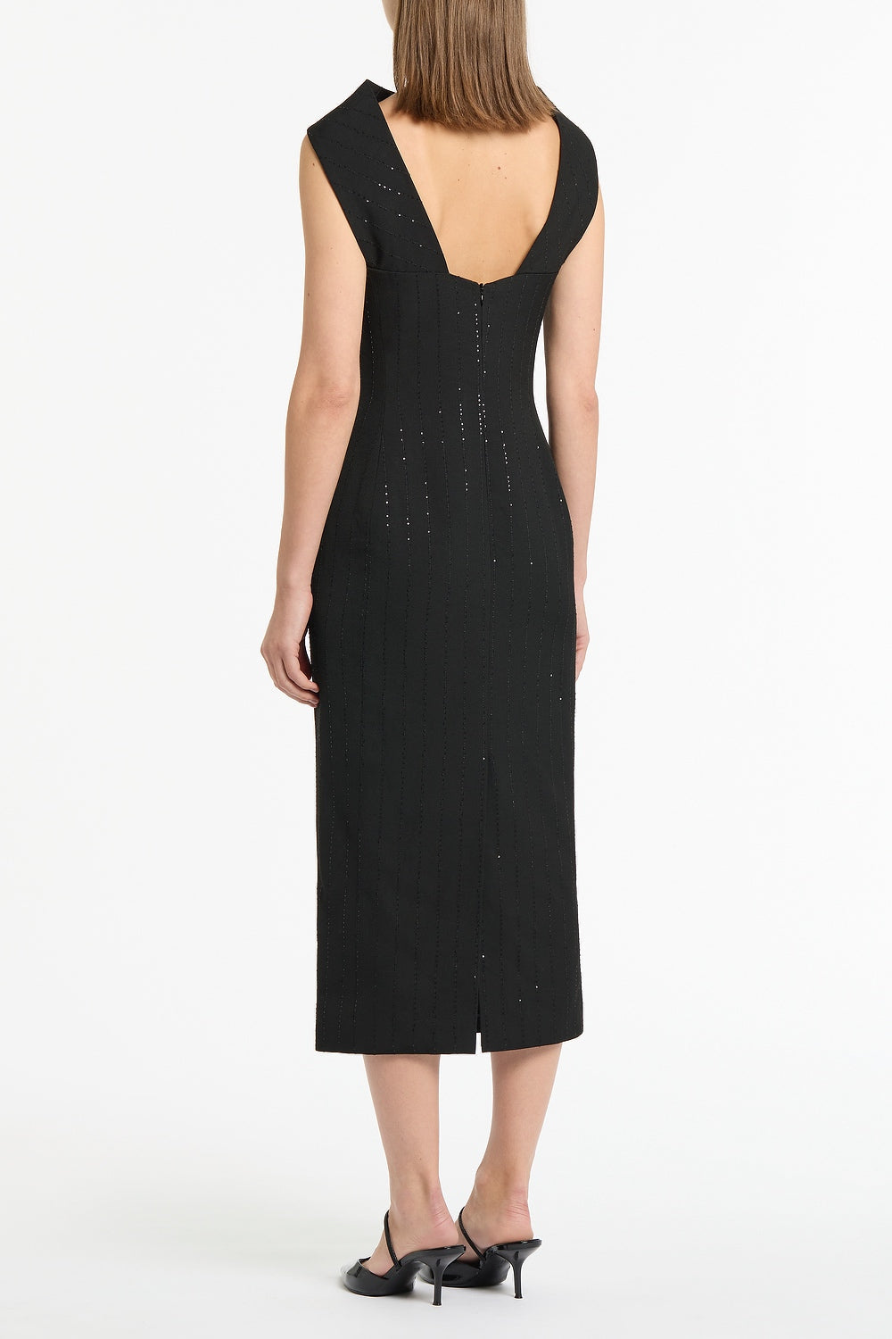 Carla Zampatti Starlight Twill Cowl Front Dress (Black)