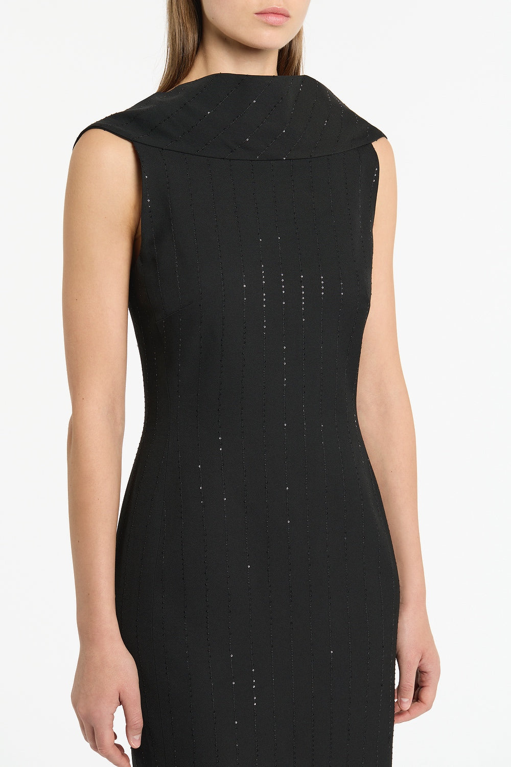 Carla Zampatti Starlight Twill Cowl Front Dress (Black)