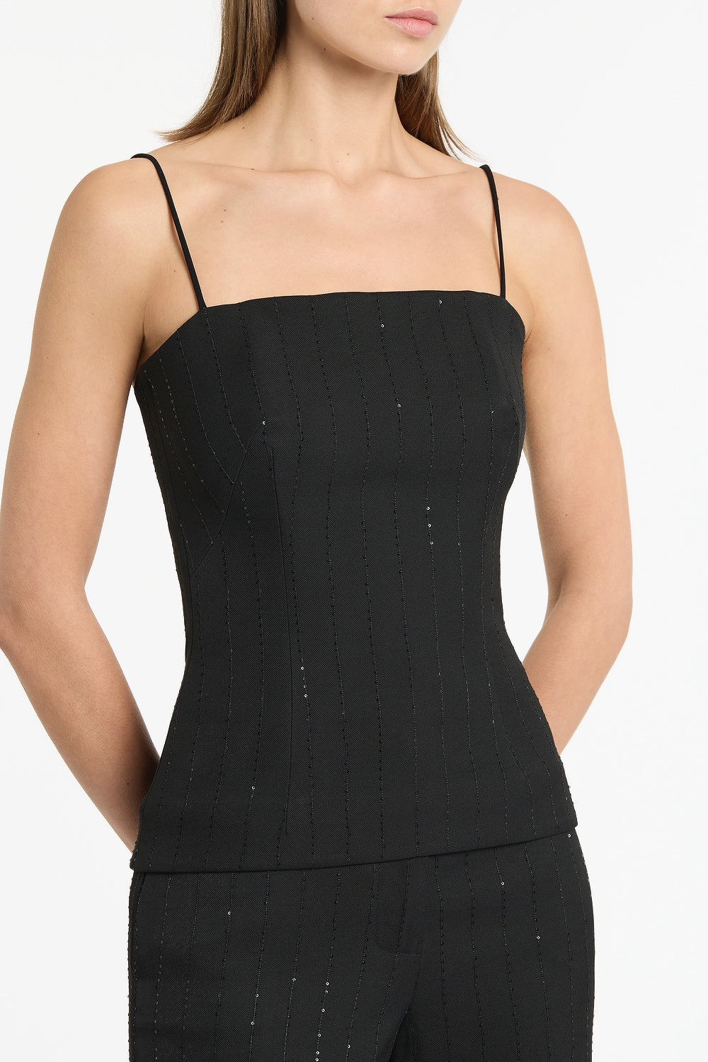 Carla Zampatti Starlight Twill Bustier Top (Black)