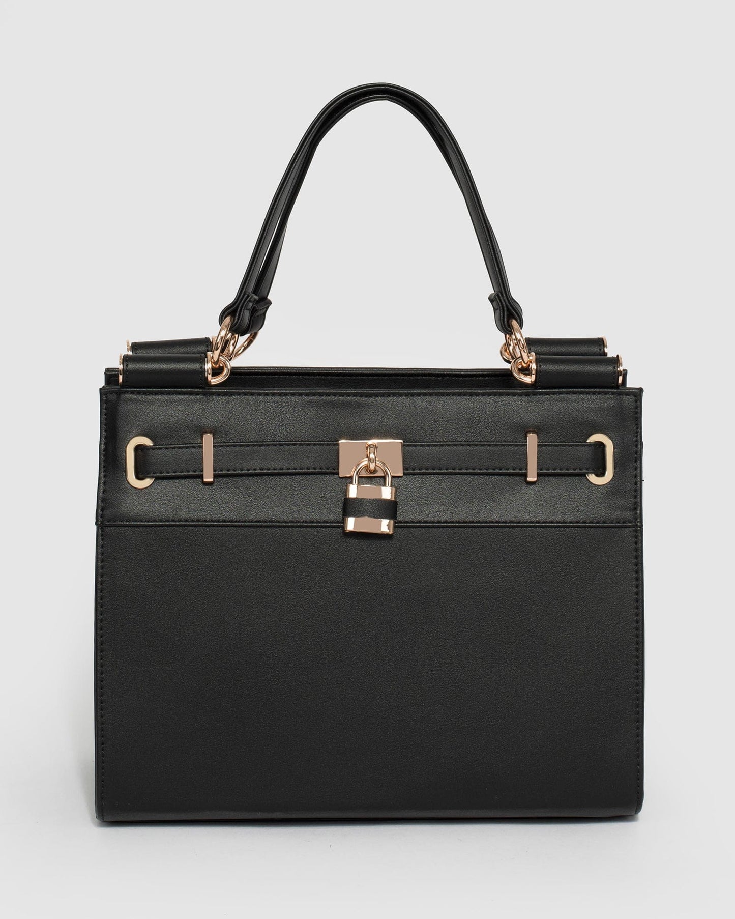 Colette by Colette Hayman Stephanie Square Lock Tote Bag (Black)