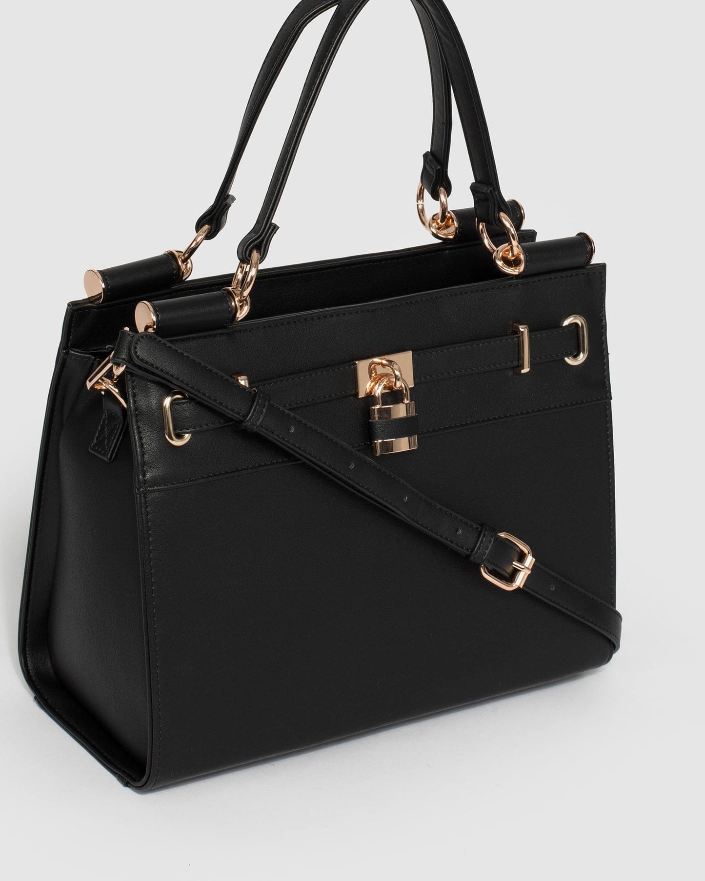 Colette by Colette Hayman Stephanie Square Lock Tote Bag (Black)