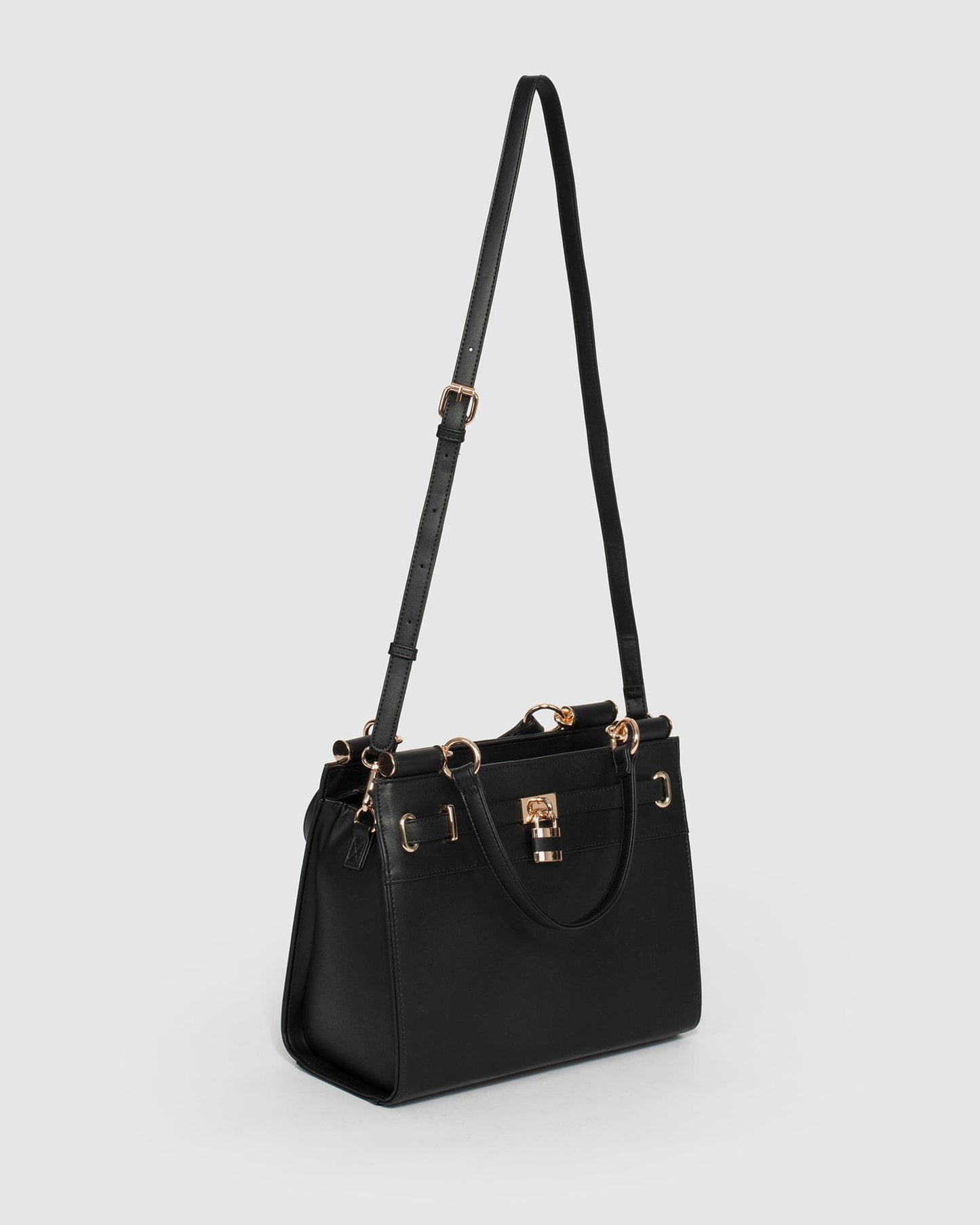 Colette by Colette Hayman Stephanie Square Lock Tote Bag (Black)