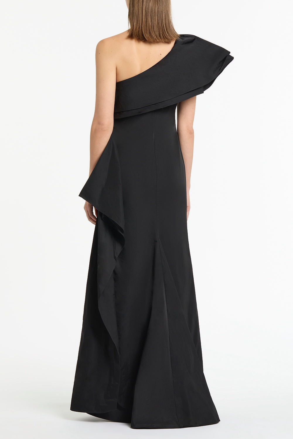 Carla Zampatti Taffeta Asymmetric One Shoulder Dress (Black)