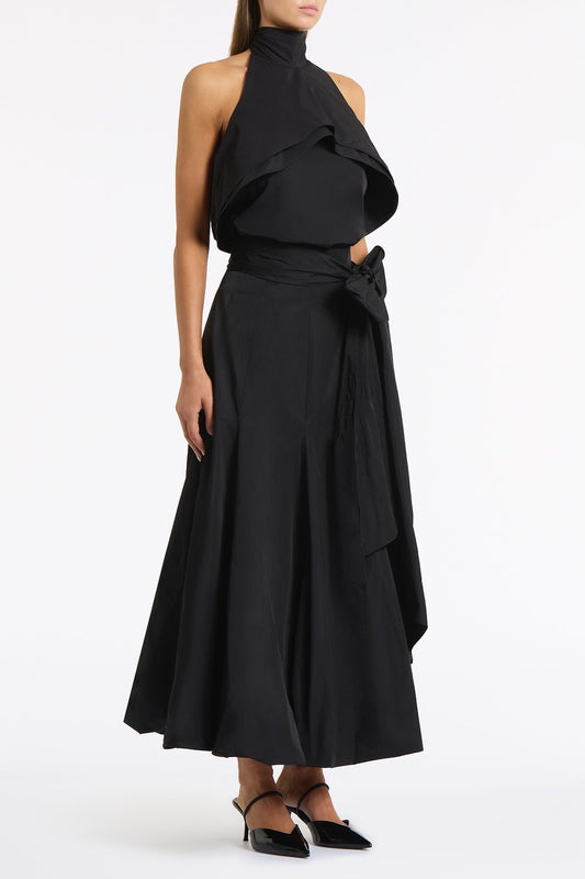 Carla Zampatti Taffeta Ruffle Bow Detail Top (Black)