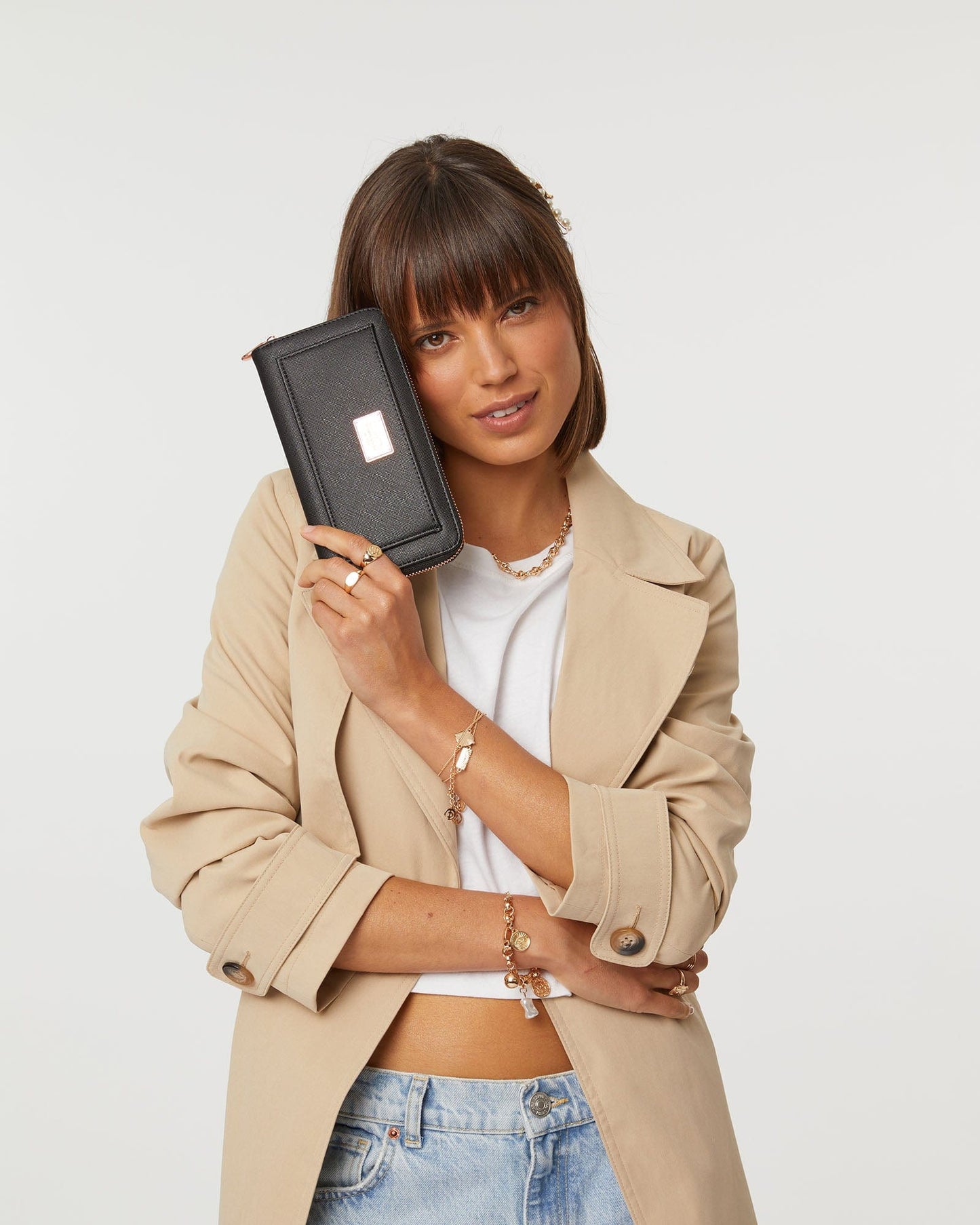 Colette by Colette Hayman And Rose Gold Tarryn Wallet (Black)
