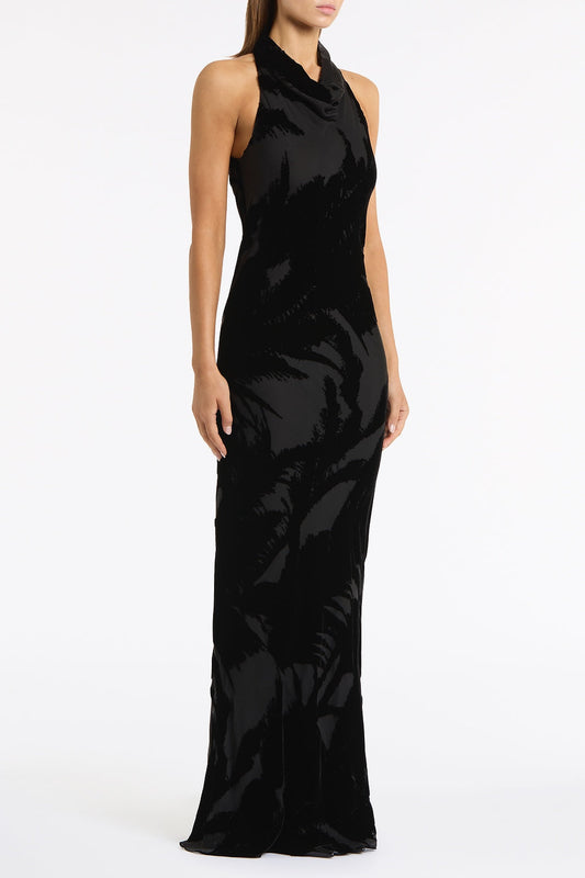 Carla Zampatti Velvet Burnout Bias Gown (Black)
