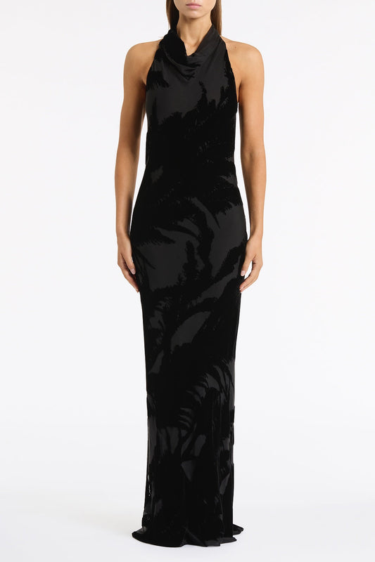 Carla Zampatti Velvet Burnout Bias Gown (Black)