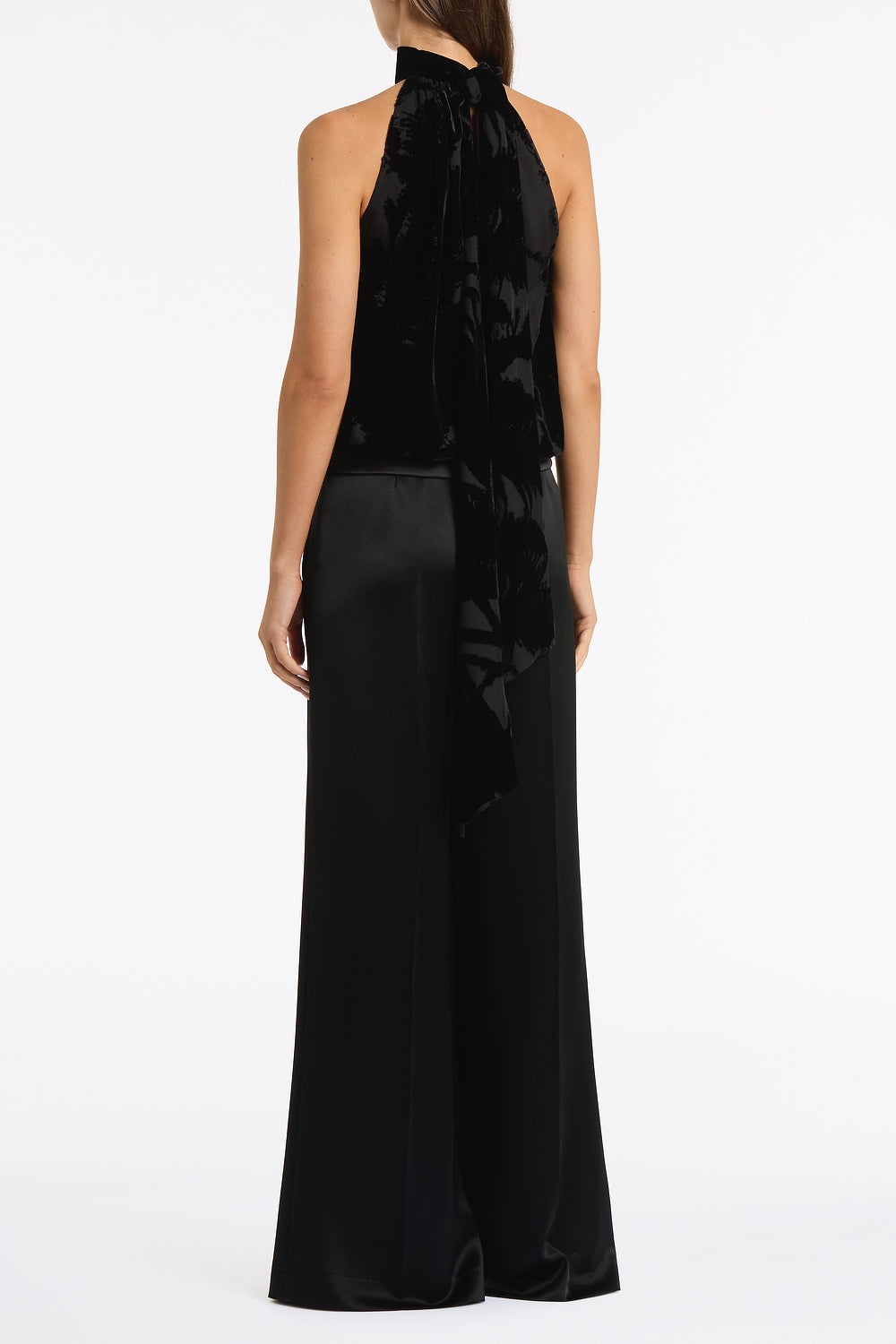 Carla Zampatti Velvet Burnout Halter Top (Black)