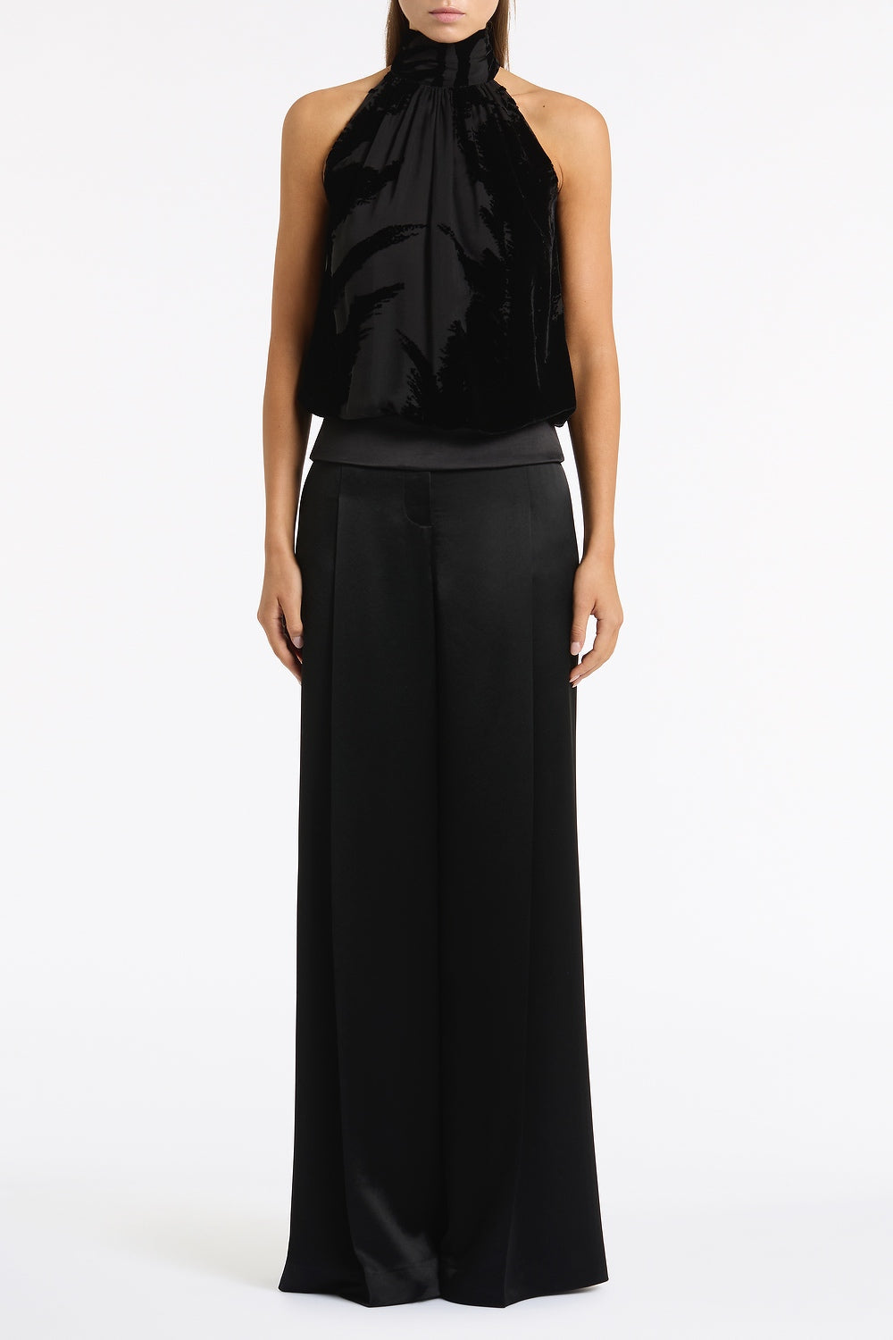 Carla Zampatti Velvet Burnout Halter Top (Black)