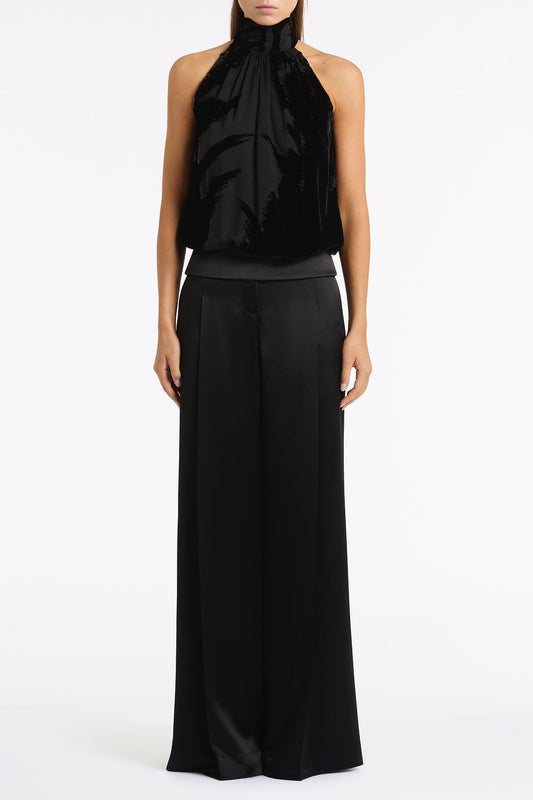 Carla Zampatti Velvet Burnout Halter Top (Black)
