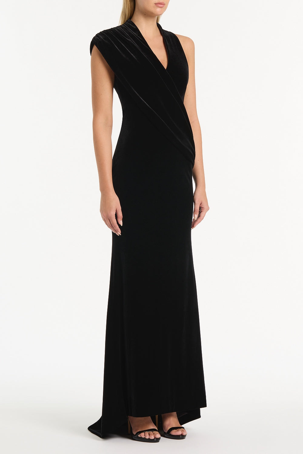 Carla Zampatti Velvet Draped Gown (Black)