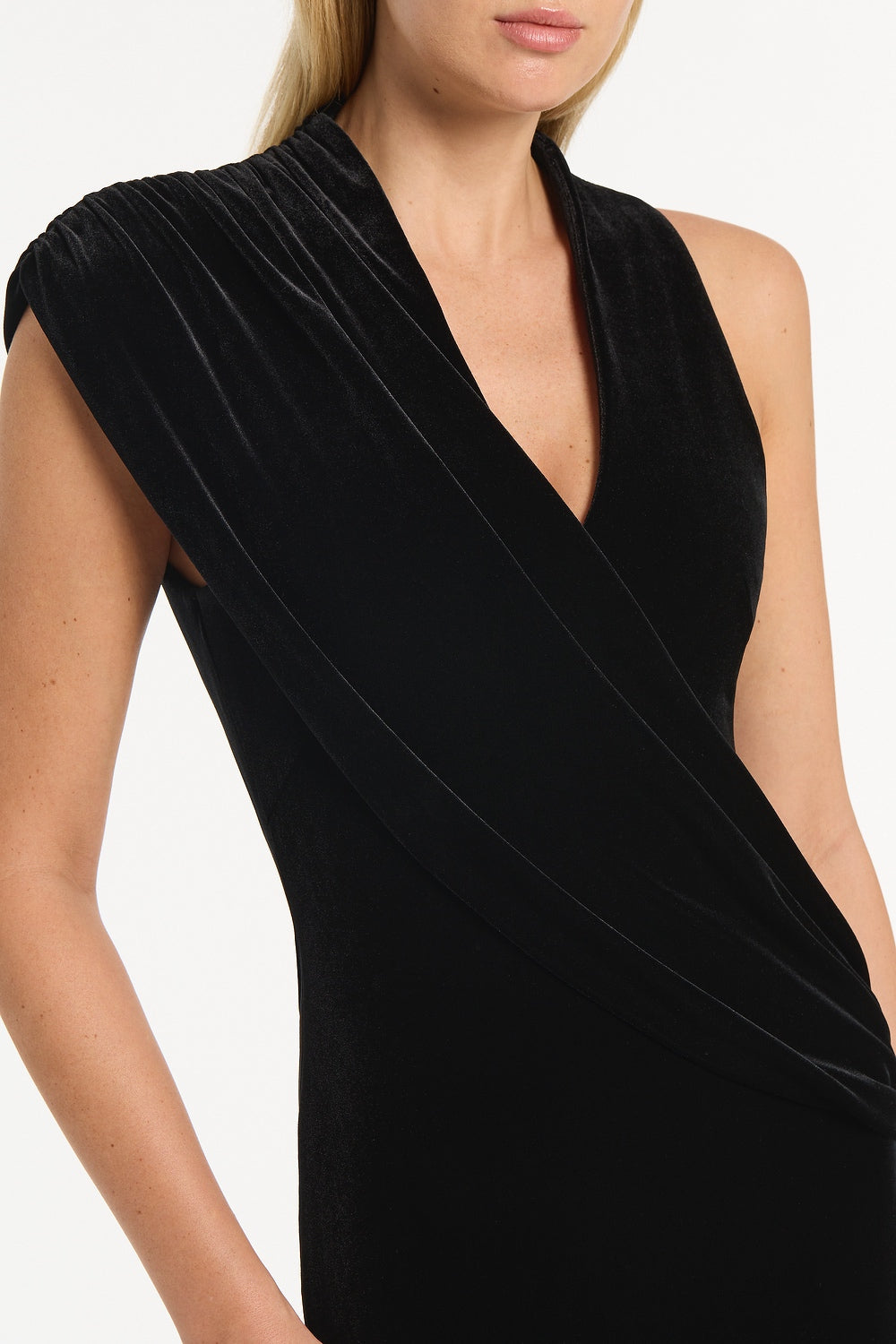 Carla Zampatti Velvet Draped Gown (Black)