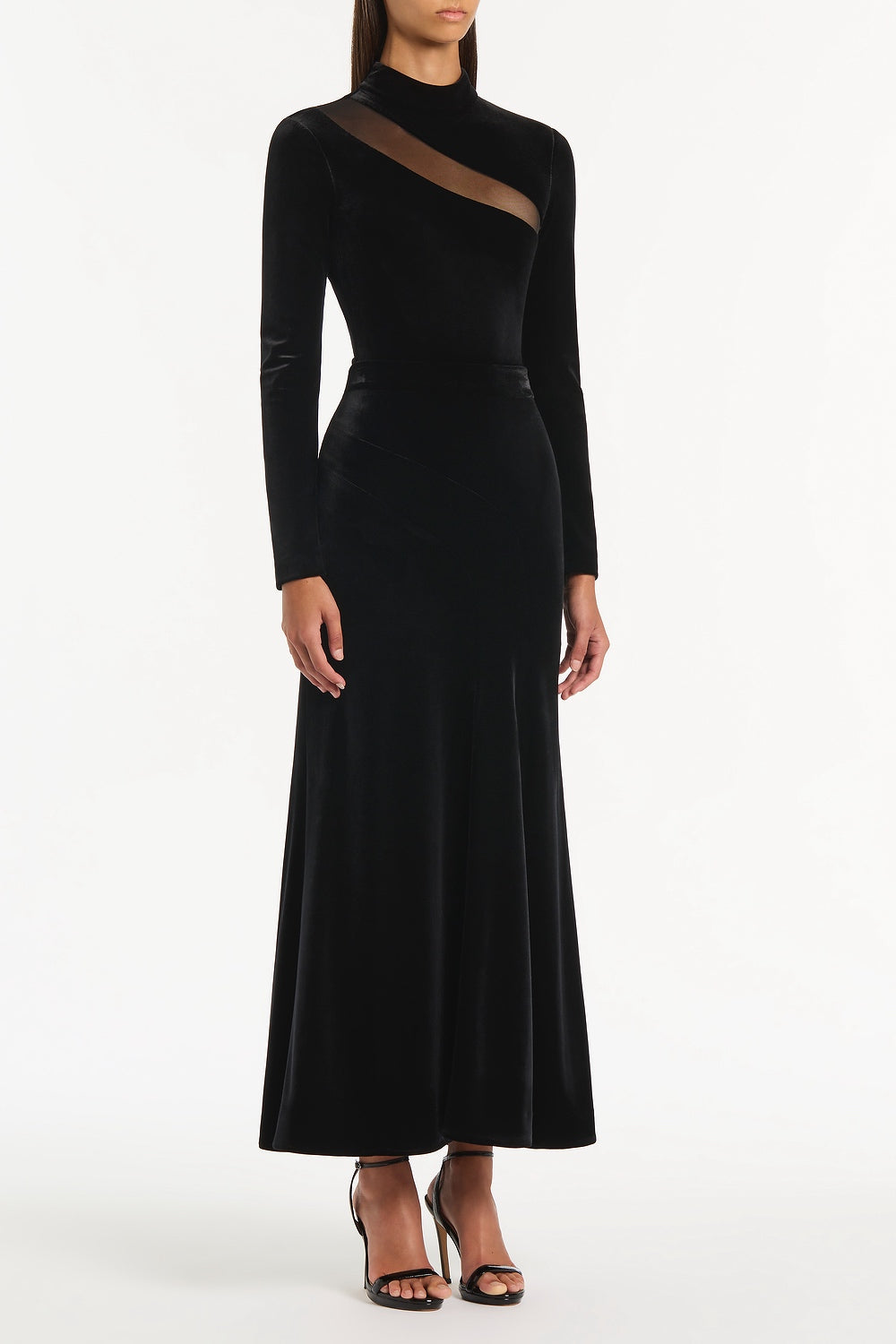 Carla Zampatti Velvet Fluted Panel Skirt (Black)