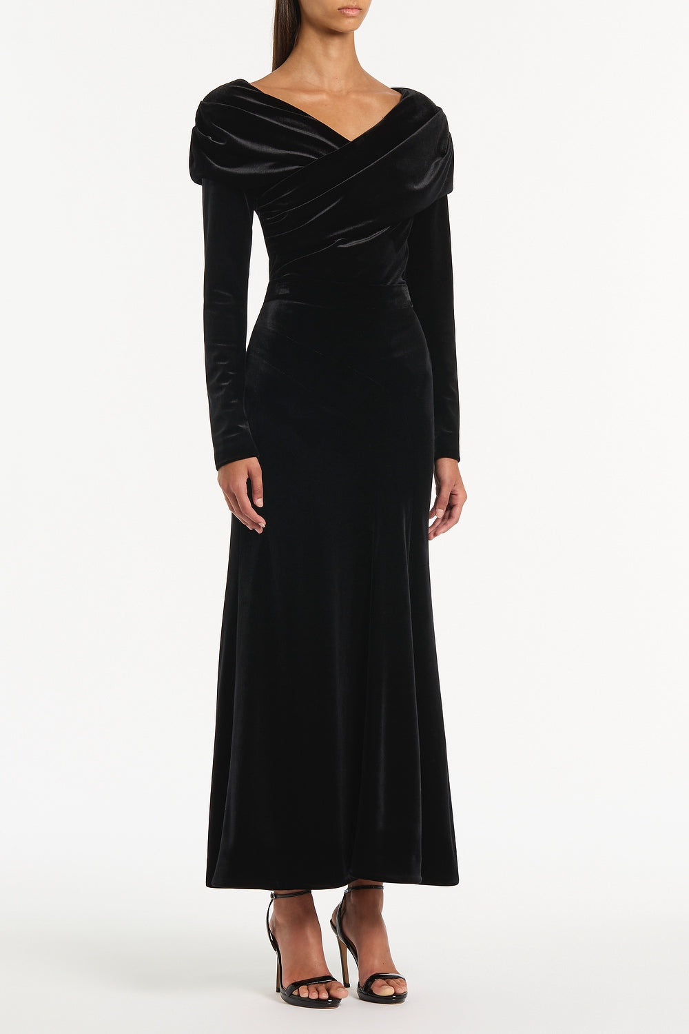 Carla Zampatti Velvet Draped Shoulder Top (Black)