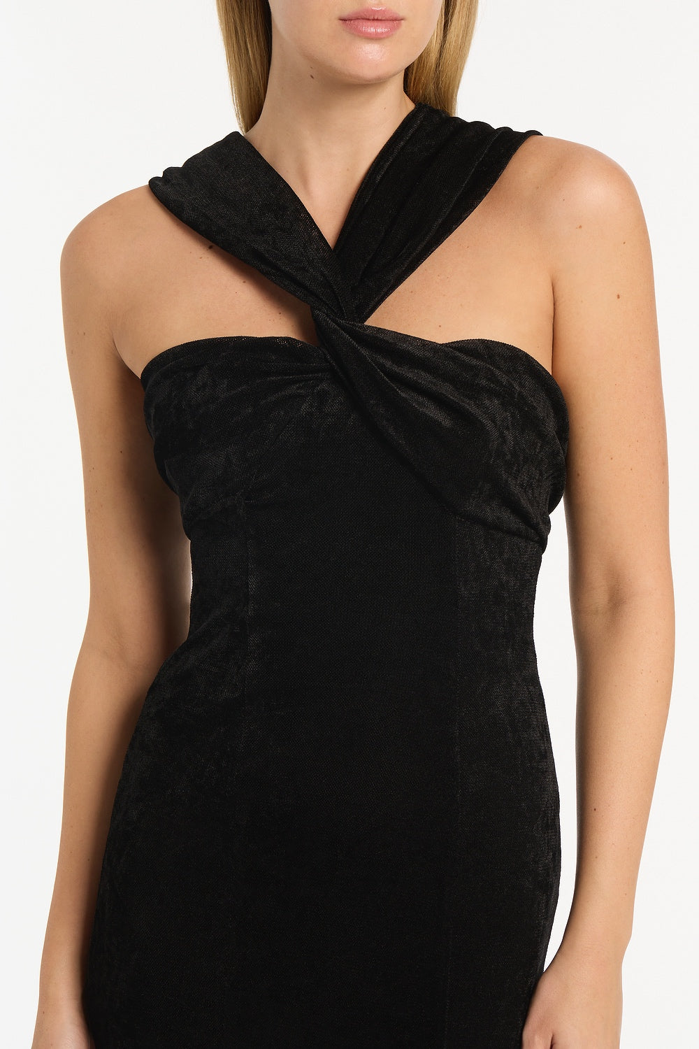 Carla Zampatti Velvet Mesh Gown (Black)