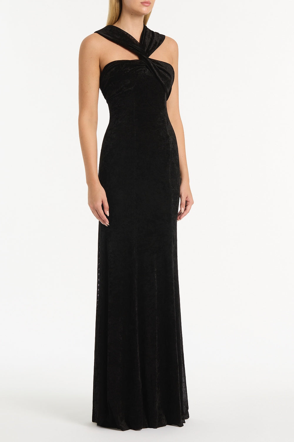 Carla Zampatti Velvet Mesh Gown (Black)