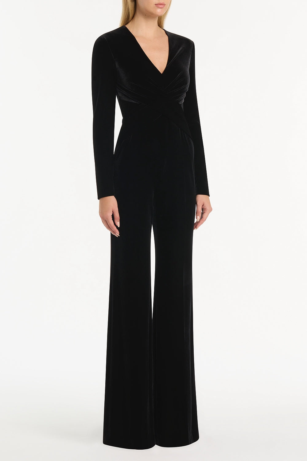 Carla Zampatti Velvet Tuck Front Jumpsuit (Black)