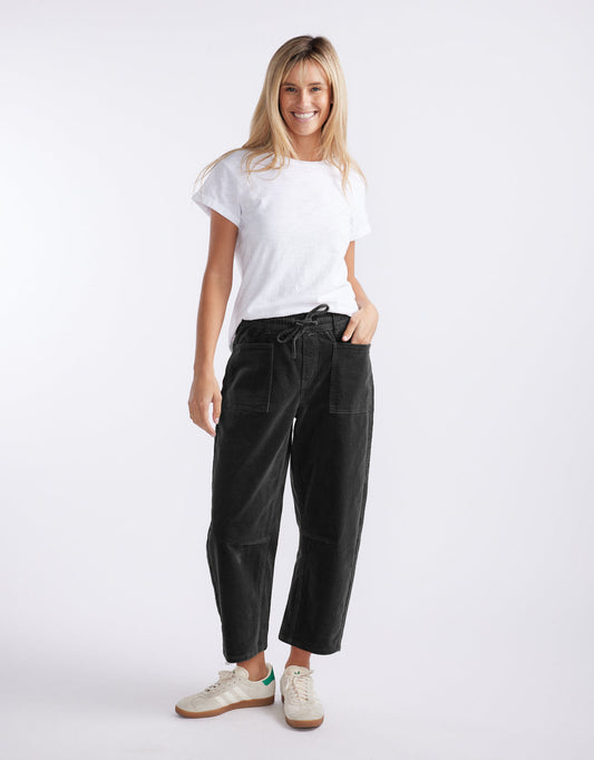 Monaco Cord Leo Barrel Jean (Black)