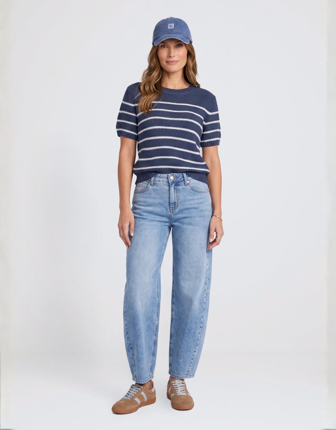 Foxwood Blair Stripe Short Sleeve Knit (Navy)