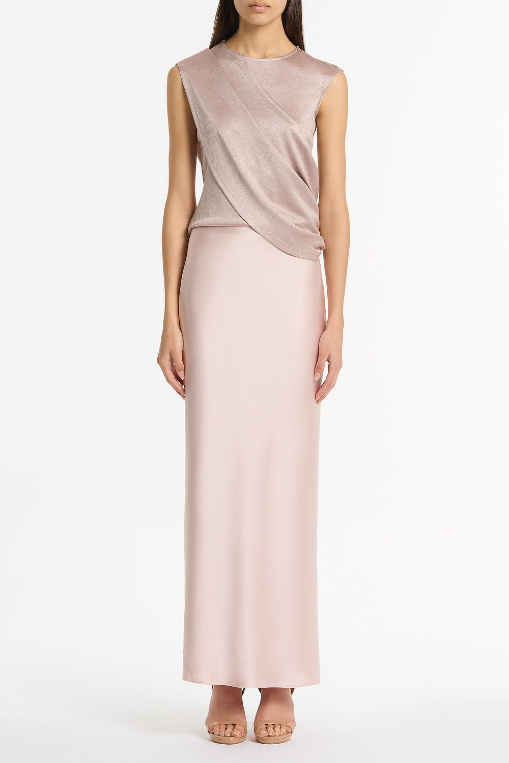 Carla Zampatti Blush Lustre Satin Bias Skirt (Pink)
