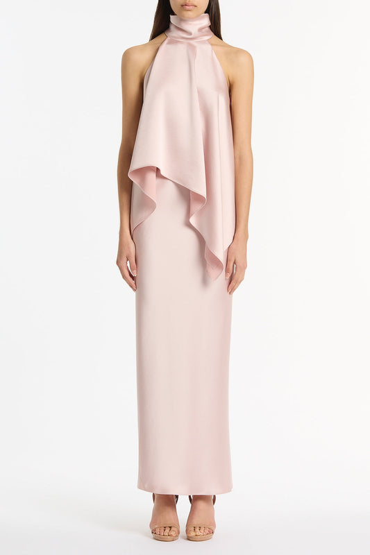 Image of a model wearing Skirts. Product name - Blush Lustre Satin Bias Skirt in Pink colour by brand - Carla Zampatti