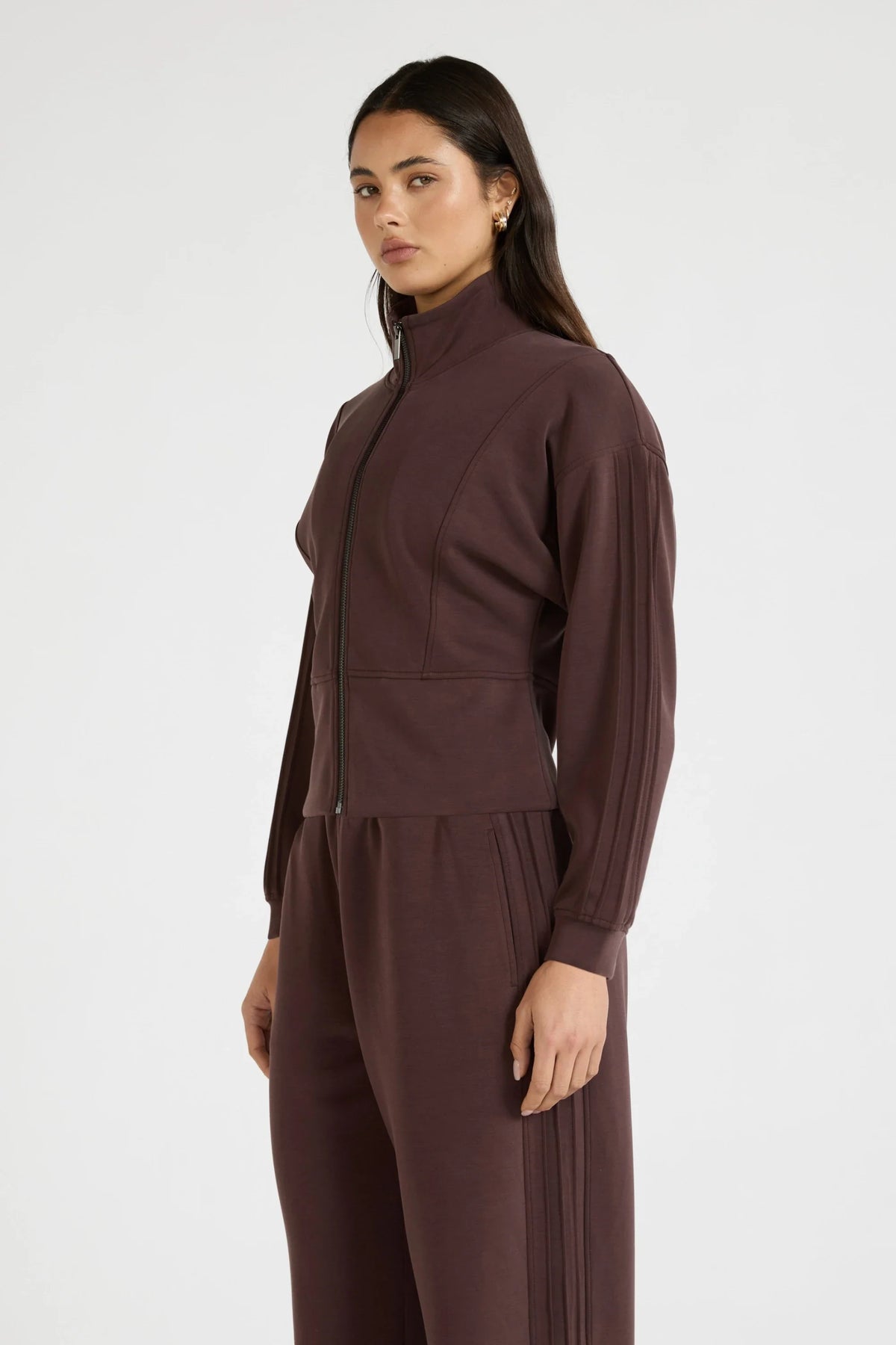 Soft Luxury Panel Full Zip Jacket (Espresso)